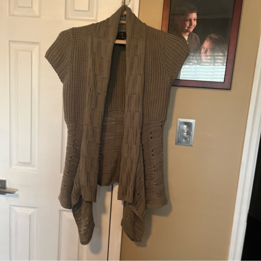Fresh Produce Women's army green open front short sleeve bohemian Cardigan l/xl